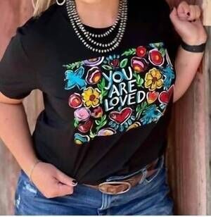 NEW TEXAS TRUE THREADS callie ann stetler you are loved tee in black